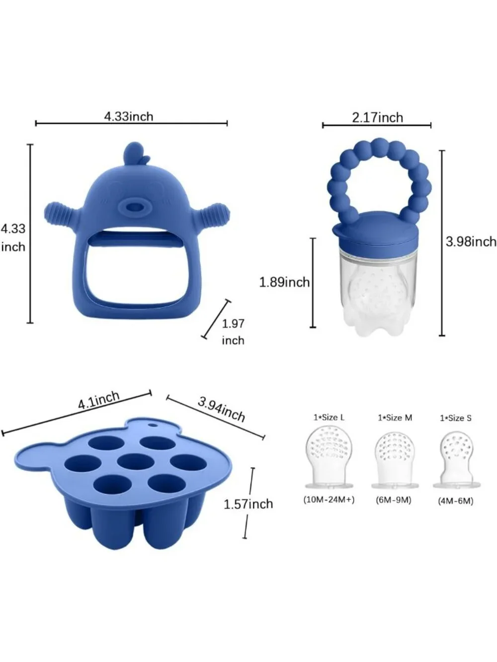 3-in-1 Baby Food Feeder Set - Silicone Popsicle Mold, Teething Toy, BPA Free, 3